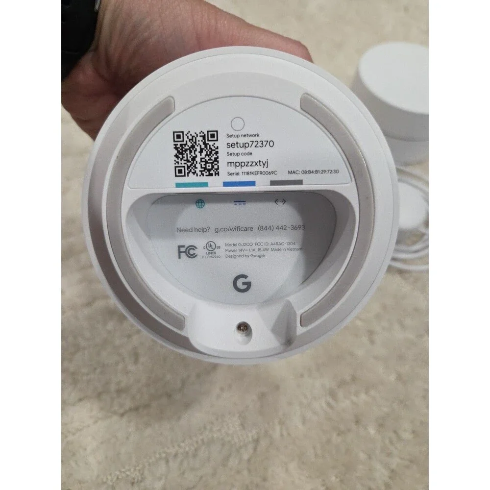 Google Wifi Whole Home Wi-Fi System - White GJ2CQ 4 Pack With Cords. EUC B5